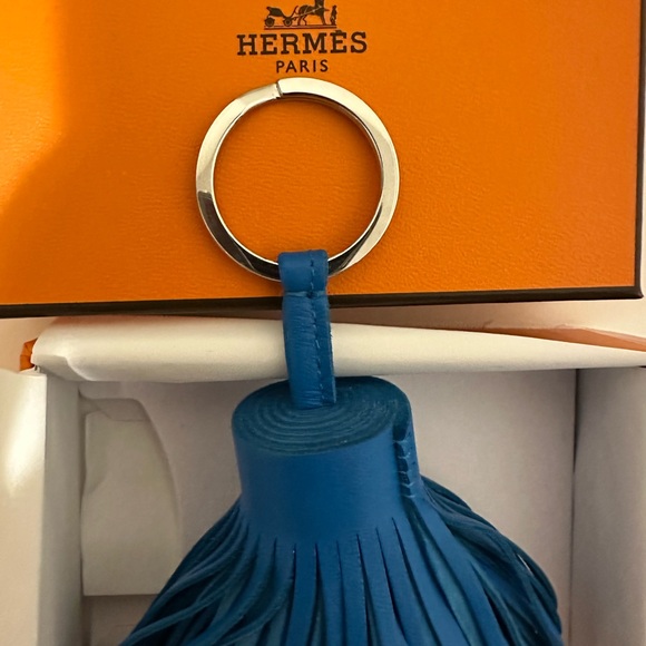 Hermès Blue Leather Tassel Keychain - Picture 9 of 9